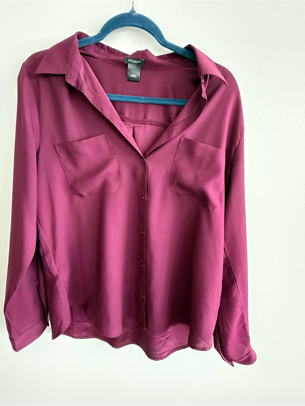 Ann Taylor Factory Plum Button-Front Blouse